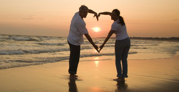 A Couple Holding Handing To Make A Heart